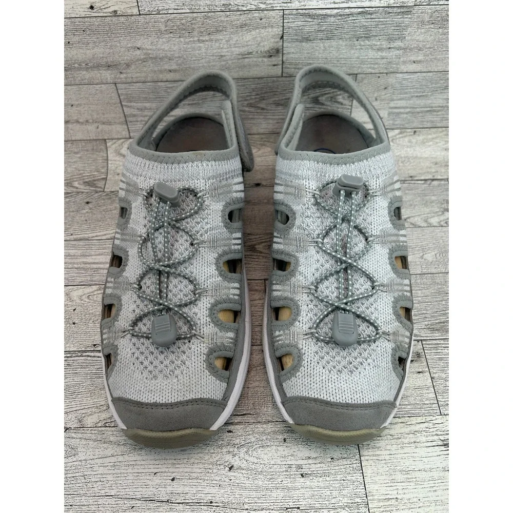 Orthofeet Women's Gray Mesh Comfort‎ Adjustable Strap Slingback Sandal 9.5
